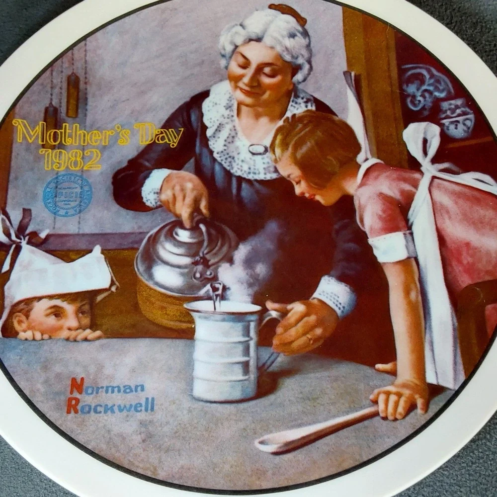 Norman Rockwell Mother's Day 1982, The Cooking Lesson, Plate Number 2812D‎